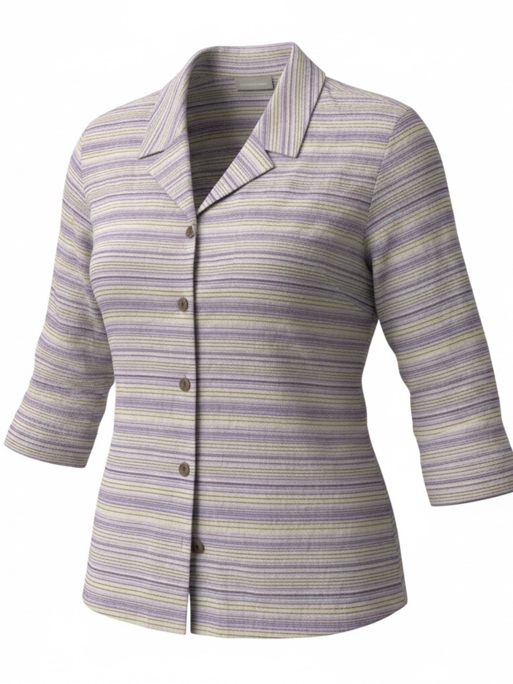 Nordstrom Striped 100% Silk Lavender and Cream Button-Down Shirt